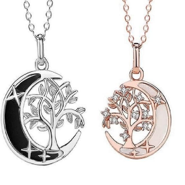 【巴黎精品】現貨+預購 925純銀項鍊情侶對鍊(月亮樹之戀鋯石生日情人節禮物男女飾品2款v1ar111)
