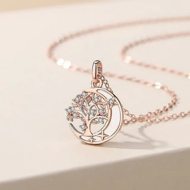 【巴黎精品】現貨+預購 925純銀項鍊情侶對鍊(月亮樹之戀鋯石生日情人節禮物男女飾品2款v1ar111)
