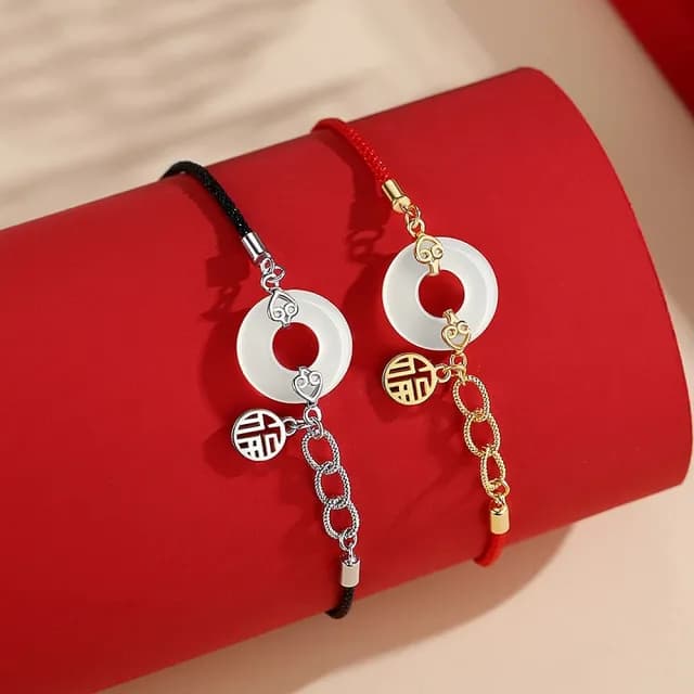 【巴黎精品】現貨+預購 925純銀手鍊情侶手繩(平安扣福氣滿滿生日情人節禮物男女飾品2款v1ar24)