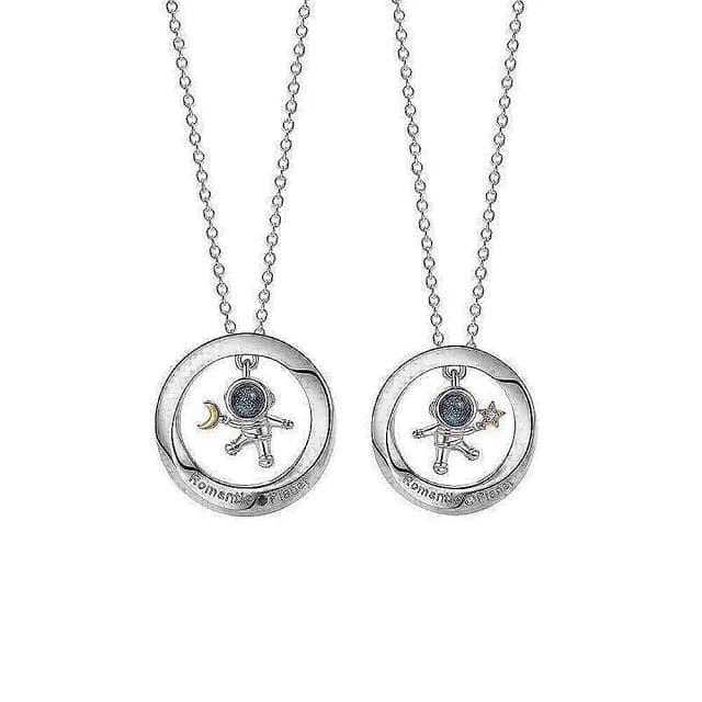 【巴黎精品】現貨秒發 925純銀項鍊情侶對鍊(月光石摘星摘月生日情人節禮物男女飾品2款v1ar62)