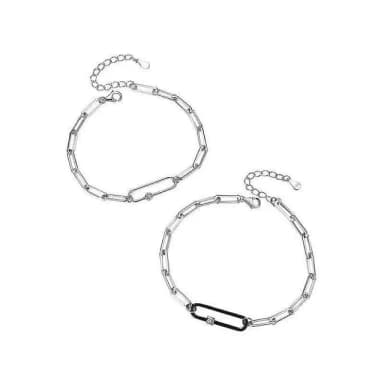 【巴黎精品】現貨+預購 925純銀手鍊情侶對鍊(別針鍊條鋯石生日情人節禮物男女飾品2款v1ar110)