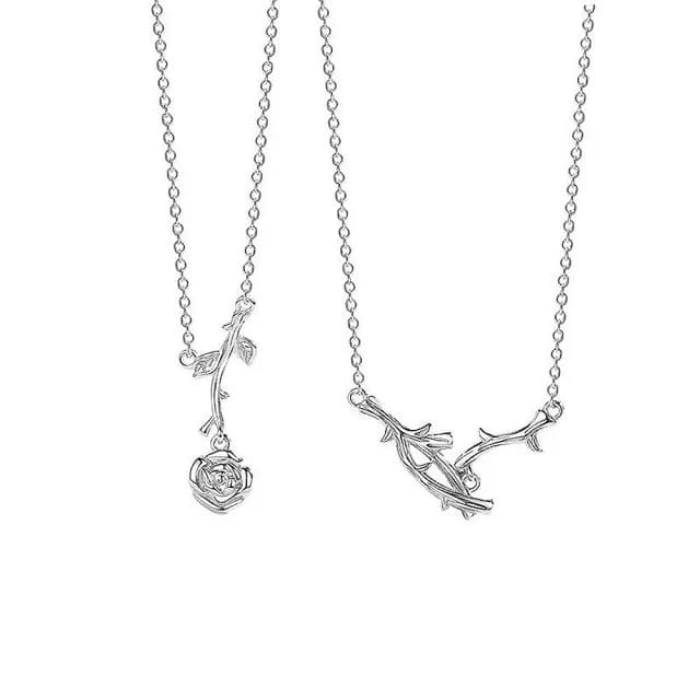 【巴黎精品】現貨+預購 925純銀項鍊情侶對鍊(荊棘玫瑰樹枝生日情人節禮物男女飾品2款v1ar107)