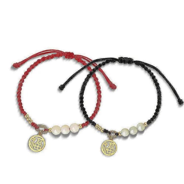 【巴黎精品】現貨+預購 925純銀手鍊和闐玉手繩(福牌串珠情侶生日情人節禮物女飾品2款v1ar11)