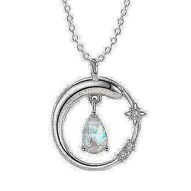 【巴黎精品】現貨+預購 925純銀項鍊月光石吊墜(魯伯特之淚鋯石生日情人節禮物女飾品v1ar69)