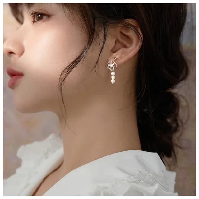【HaNA 梨花】韓國森林系清新感．櫻花珍珠耳環(耳線 耳圈 耳釘 耳扣 耳墜)
