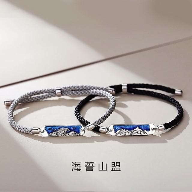 【米蘭精品】現貨+預購 925純銀手鍊情侶對鍊(奢質山海元素拉繩生日情人節聖誕節交換禮物男女飾品74dv27)