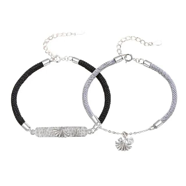【米蘭精品】現貨+預購 925純銀手鍊情侶對鍊(精雕銀杏葉編織生日情人節聖誕節交換禮物男女飾品74dv31)