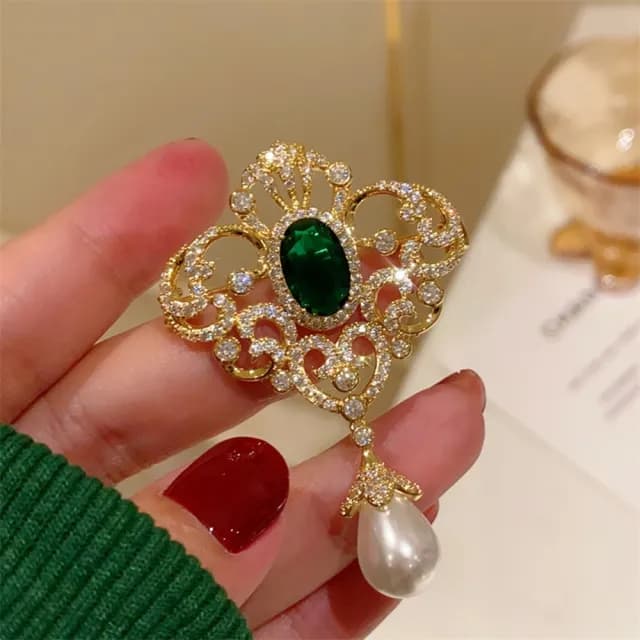 【巴黎精品】現貨+預購 鋯石胸針珍珠別針(歐美輕奢優雅胸花生日情人節禮物女飾品2色a1ah8)