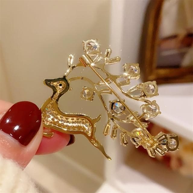 【巴黎精品】現貨+預購 鋯石胸針麋鹿別針(聖誕馴鹿亮眼百搭生日情人節禮物女飾品a1ah49)