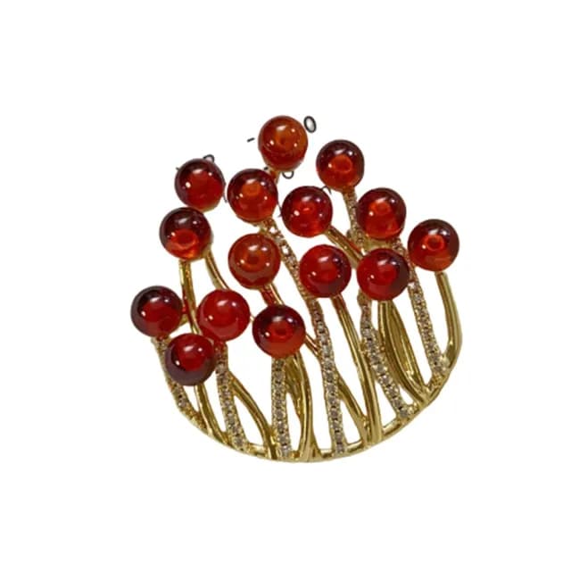 【巴黎精品】現貨+預購 瑪瑙胸針珊瑚別針(紅珊瑚滿天星微鑲鋯石生日情人節禮物女飾品a1ah39)