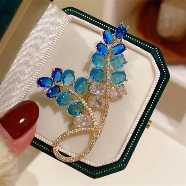 【巴黎精品】現貨+預購 鋯石胸針麥穗別針(漸層藍色優雅胸花生日情人節禮物女飾品a1ah51)