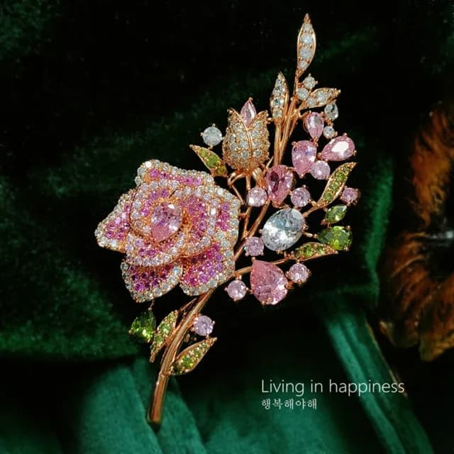 【巴黎精品】現貨+預購 鋯石胸針玫瑰別針(玫瑰花束氣質滿鑽生日情人節禮物女飾品a1ah60)