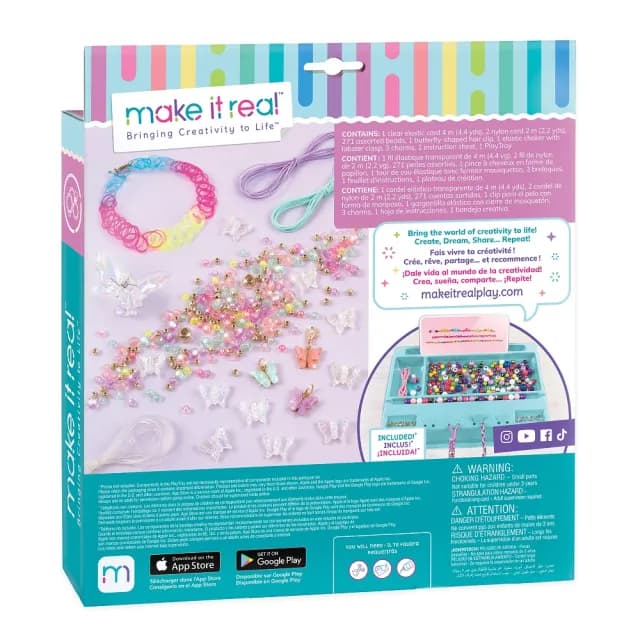 【Make it real 美麗夢工坊】美麗夢工坊-蝴蝶琉璃手鍊組(DIY 手鍊 頸鍊 髮飾)