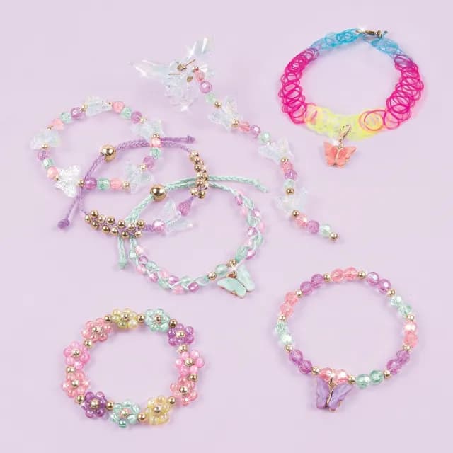 【Make it real 美麗夢工坊】美麗夢工坊-蝴蝶琉璃手鍊組(DIY 手鍊 頸鍊 髮飾)