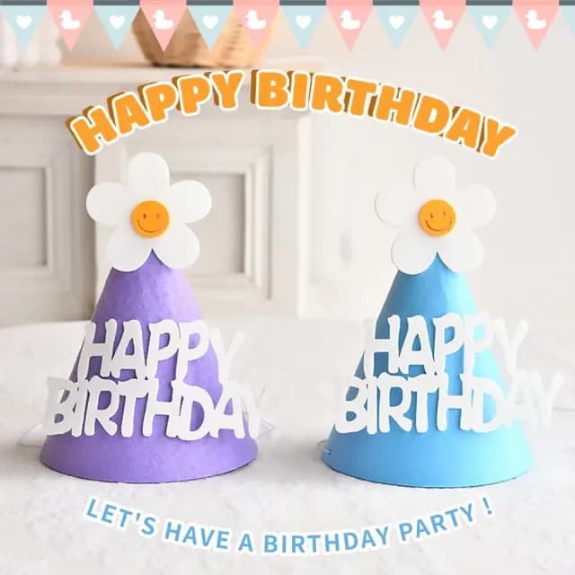 【派對小物】ins小雛菊生日帽2入(慶生帽 佈置 拍照道具 韓系 裝飾 造型 髮飾 可愛頭飾)