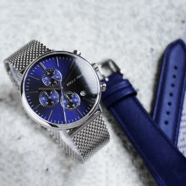 【Relax Time】三眼計時手錶-藍/40mm 加贈皮帶 禮物 送禮 推薦(RT-85-2)