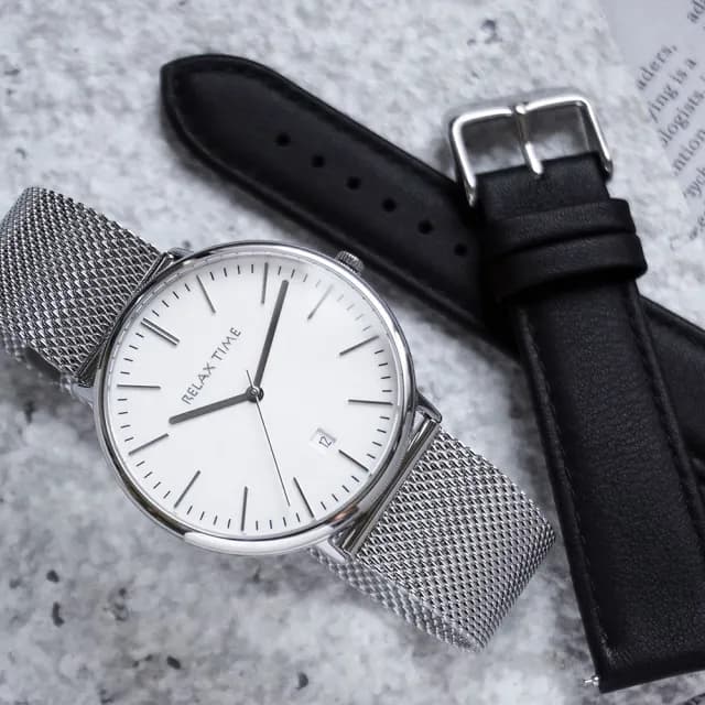 【Relax Time】極簡大三針日期手錶-白/40mm 加贈皮帶 禮物 送禮 推薦(RT-97-1M)