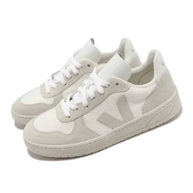 【VEJA】休閒鞋 V-10 B-Mesh 女鞋 白 杏灰色 艾瑪華森 經典(VX0102499A)