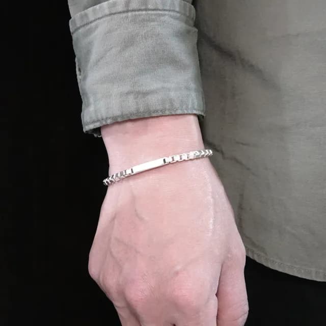 【ART64】雙11 純銀 誓約手鍊 寬版 男生手鍊(925純銀手鍊 情人節禮物)