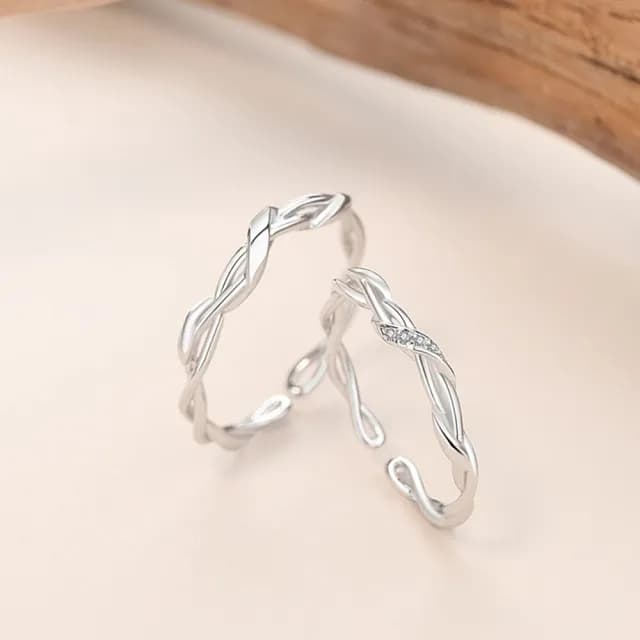 【米蘭精品】現貨+預購 925純銀戒指情侶對戒(纏繞編織無限生日情人節聖誕節交換禮物男女飾品74dw15)