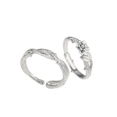 【米蘭精品】現貨+預購 925純銀戒指情侶對戒(精細雕琢荊棘和玫瑰開口戒生日情人節聖誕節禮物男女飾品74dw3)