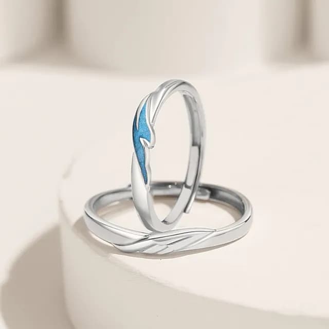 【米蘭精品】現貨+預購 925純銀戒指情侶對戒(飛鳥與魚簡約細戒開口戒生日情人節聖誕節禮物男女飾品74dw8)