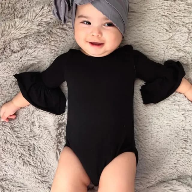 【橘魔法】純色喇叭袖包屁衣(連身衣 哈衣 童裝 小童 女童)