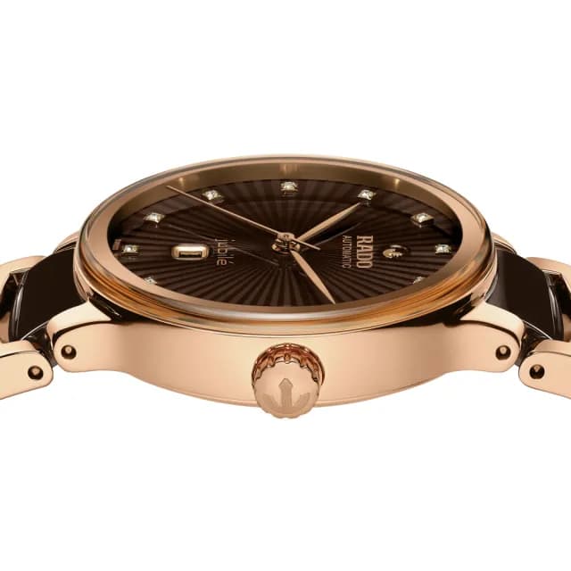 【Rado 雷達表】R02 Centrix晶萃真鑽自動機械腕錶-可可色陶瓷送禮推薦(R30019732)