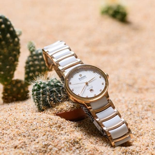【Rado 雷達表】Centrix晶萃真鑽自動機械腕錶-白陶瓷x玫瑰金色 R02送禮推薦(R30019744)