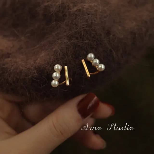 【TWINKLE】耳環 925銀法式輕奢溫柔珠珠耳環#TW0028(S925 2色 玫瑰金/金色)