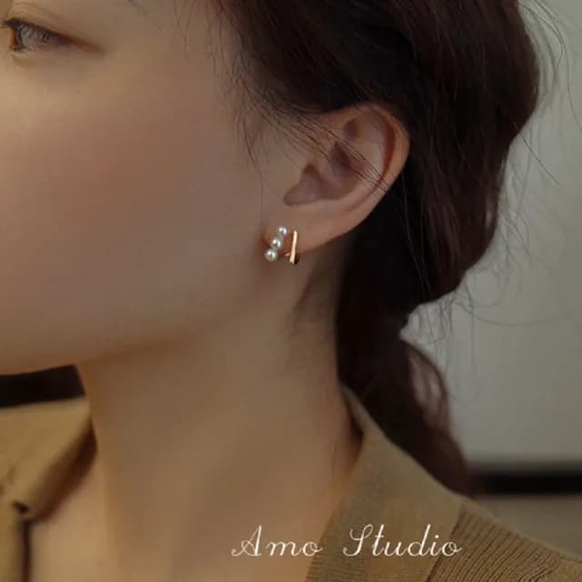 【TWINKLE】耳環 925銀法式輕奢溫柔珠珠耳環#TW0028(S925 2色 玫瑰金/金色)