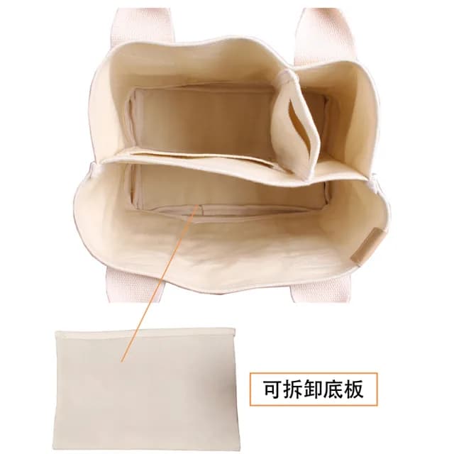 【小綠豆居家百貨】情人節禮物 時尚簡約帆布托特包 多層設計帆布包 媽媽包 厚磅手提托特包 多層