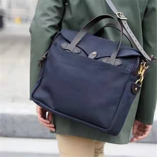 【巴黎精品】父親節禮物 側背包帆布肩背包(復古油蠟手提電腦男包包2色v1ac31)
