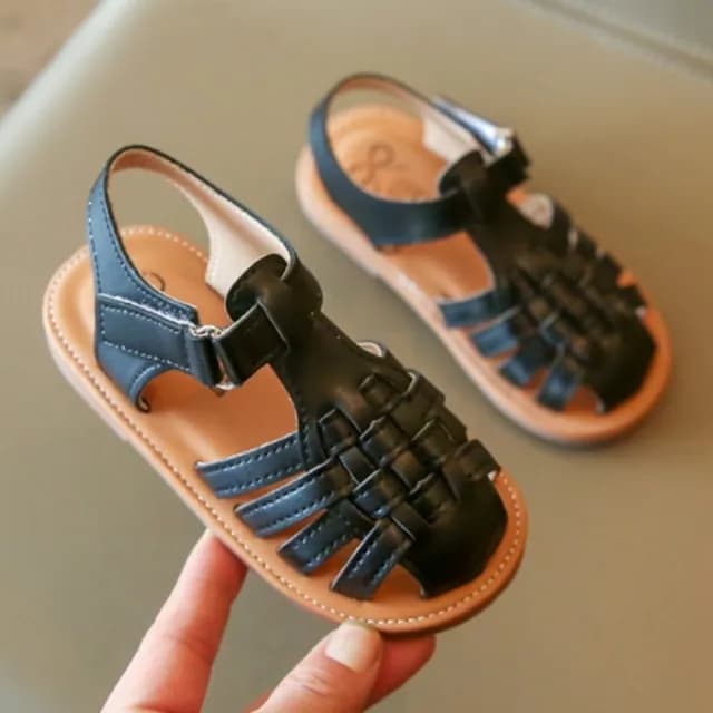 【橘魔法】包頭編織交錯簍空涼鞋 (女童涼鞋 兒童涼鞋 鞋子 女童 中童 童鞋 童裝)