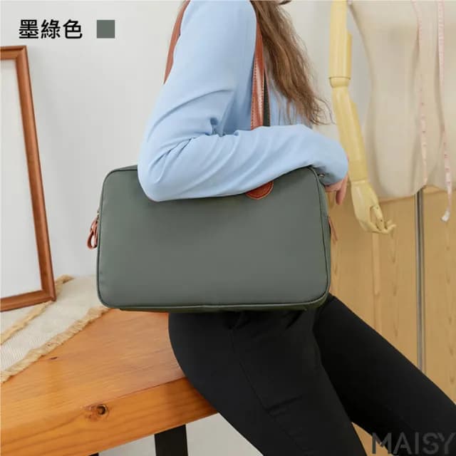 【MAISY】情人節禮物 便捷輕量通勤牛津布托特包(現+預 黑色／灰色／卡其色／墨綠色)