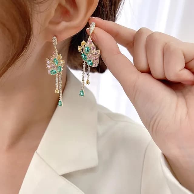 【巴黎精品】情人節禮物 現貨+預購 鋯石耳環925純銀耳針(長款流蘇蝴蝶生日母親節禮物女飾品2色p1bk70)