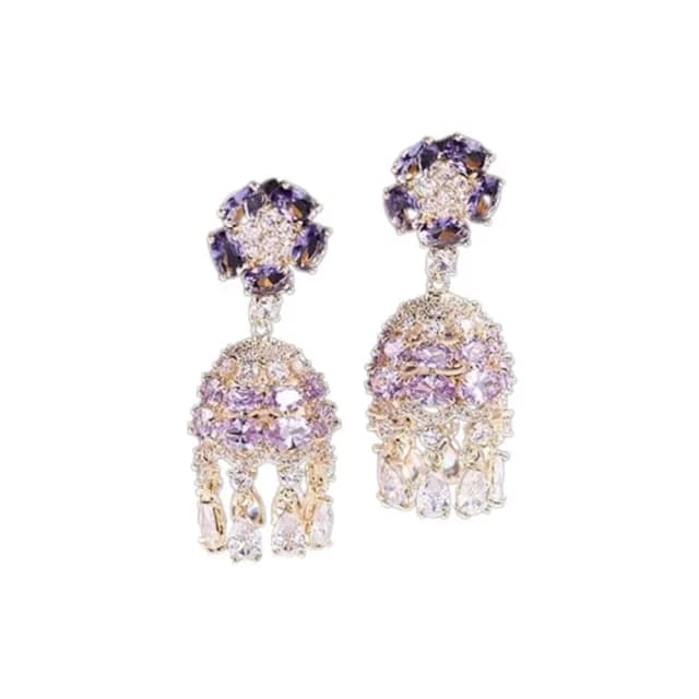 【巴黎精品】現貨+預購 鋯石耳環925純銀耳針(花朵流蘇風鈴生日母親節禮物女飾品3色p1bk71)