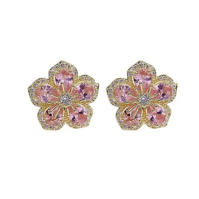 【巴黎精品】現貨+預購 鋯石耳環925純銀耳針(立體五瓣花朵生日母親節禮物女飾品2色p1bk68)