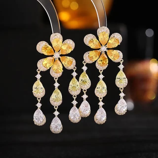 【巴黎精品】現貨+預購 鋯石耳環925純銀耳針(花朵水滴流蘇生日母親節禮物女飾品3色p1bk60)