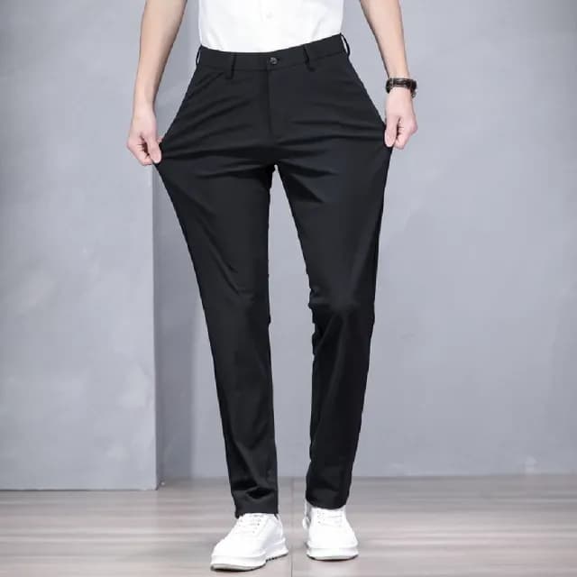 【米蘭精品】現貨出清 休閒褲長褲(牛奶絲彈力男士休閒修身男褲子父親節禮物4色74er11)