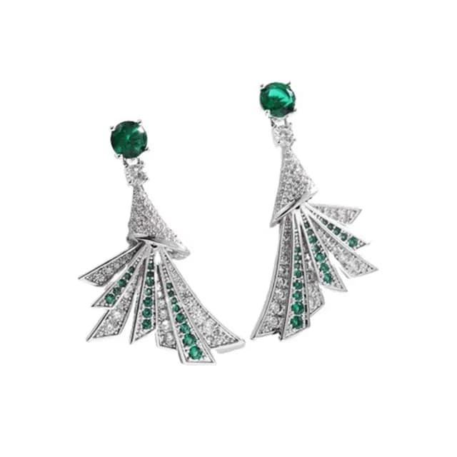 【巴黎精品】現貨+預購 鋯石耳環925純銀耳針(扇形個性復古生日母親節禮物女飾品p1bk46)