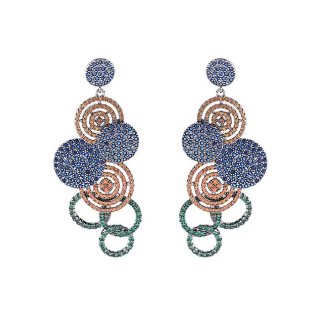 【巴黎精品】現貨+預購 鋯石耳環925純銀耳針(拼色幾何圓環生日母親節禮物女飾品2色p1bk72)