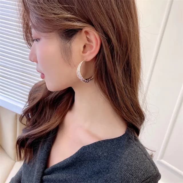 【巴黎精品】現貨+預購 鋯石耳環925純銀耳針(C形漸層變色生日母親節禮物女飾品3色p1bk17)