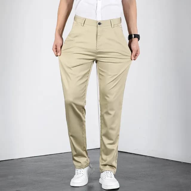 【米蘭精品】現貨+預購 休閒褲長褲(薄款萊賽爾棉彈力休閒男褲子父親節禮物3色74er14)