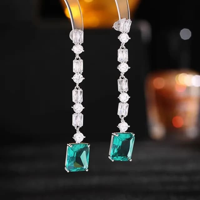 【巴黎精品】現貨+預購 鋯石耳環925純銀耳針(超閃方形長款生日母親節禮物女飾品4色p1bk39)