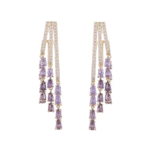 【巴黎精品】現貨+預購 鋯石耳環925純銀耳針(漸層變色流蘇生日母親節禮物女飾品2色p1bk20)