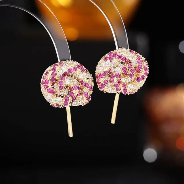 【巴黎精品】現貨+預購 鋯石耳環925純銀耳針(甜美彩色棒棒糖生日母親節禮物女飾品3色p1bk100)