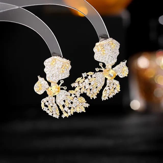 【巴黎精品】現貨+預購 鋯石耳環925純銀耳針(蝴蝶閃耀輕奢生日母親節禮物女飾品2色p1bk99)