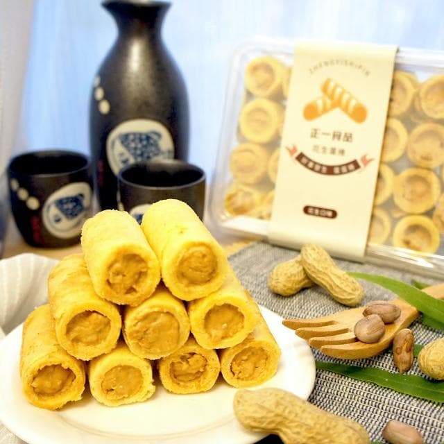 【正一食品】好事花生蛋蛋捲x8盒｜減糖鹹香顆粒花生醬｜澎湖美食｜伴手禮(23入/盒)