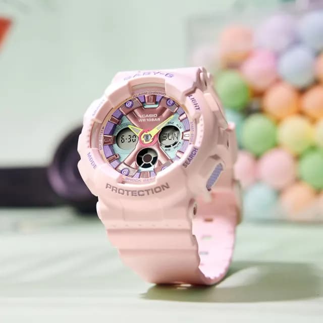 【CASIO 卡西歐】BABY-G 粉彩 可愛休閒雙顯手錶 禮物 送禮 推薦(BA-130PM-4A)